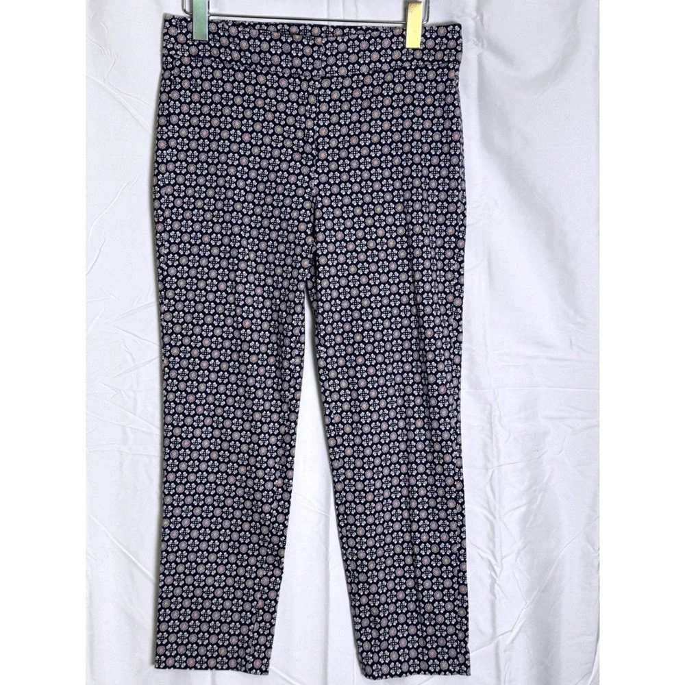 ZAC & RACHEL Navy Blue Floral Print Straight Leg Pants‎ Size 12